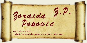 Zoraida Popović vizit kartica